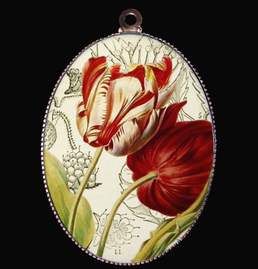 medallion in porcelain with tulips, gift for Mother's Day, for a teacher, for a friend, symbol of eternal love