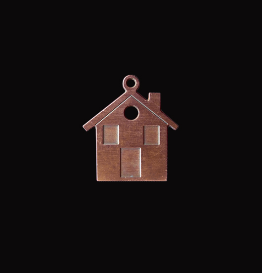 House shaped copper pendant to customize your jewerly. Wedding gift, gift for a new house, a new life together, for a daughter, family.