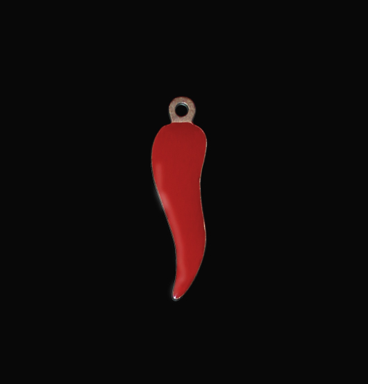 Red horn-shaped amulet, lucky charm.