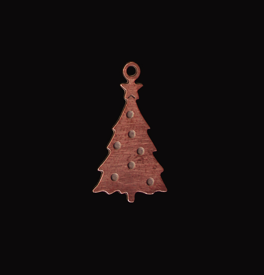 Christmas tree shaped pendant, enamelled in green, suitable as a gift, to be put on bracelets and necklaces.