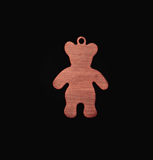 Copper little bear shaped charm. Gift for a Baptism, birth, child, Christmas