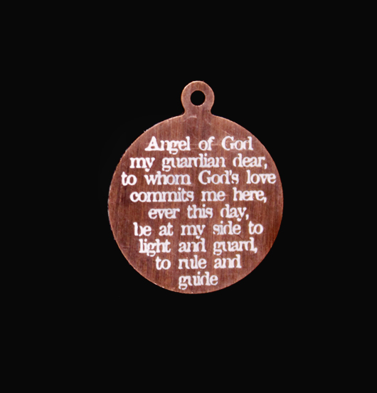 copper charm with guardian angel engraved prayer, gift for Confirmation, gift for protection, friendship, gift for Baptism, Communion.