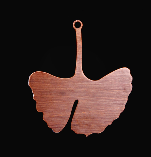 copper pendant ginkgo biloba leaf shaped, gift for a lover of nature, a gardener, zen, Japanese culture