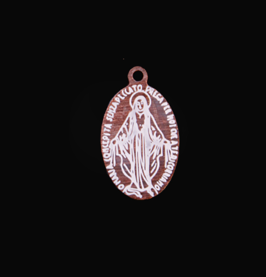 Virgin charm in copper enamelled in ivory, gift for Baptism, gift for a child, gift for a son, gift for a daughter.