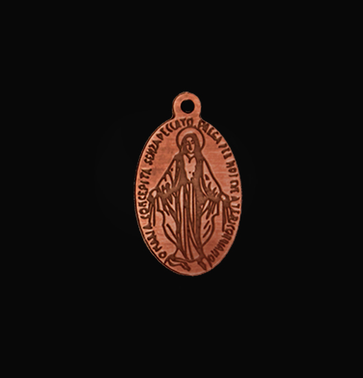 Copper charm with a little Virgin Mary, gift for protection, religious gift.