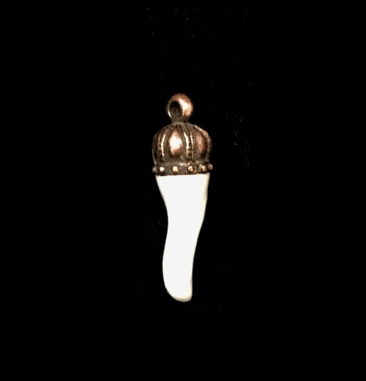 Copper lucky charm horn-shaped amulet, amulet to wish good luck
