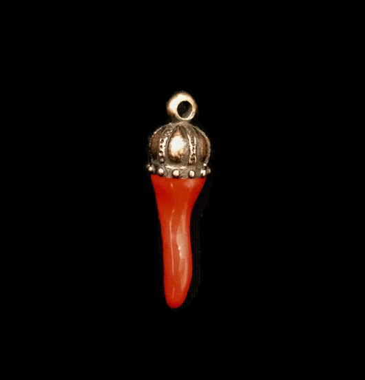 Copper lucky charm horn-shaped amulet, amulet to wish good luck
