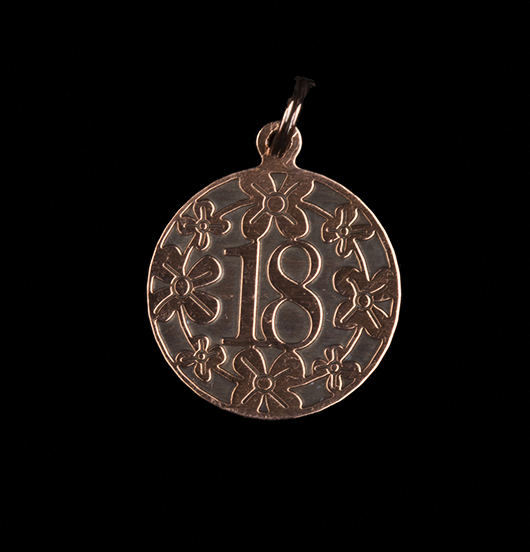 Copper charm with number engraved to customize your jewelry. Gift for majority.