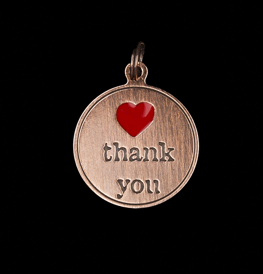 little medal in copper to thank, gift to say thank you, gift to show gratitude.