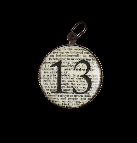 number 13 charm in porcelain, lucky charm gift, good omen gift