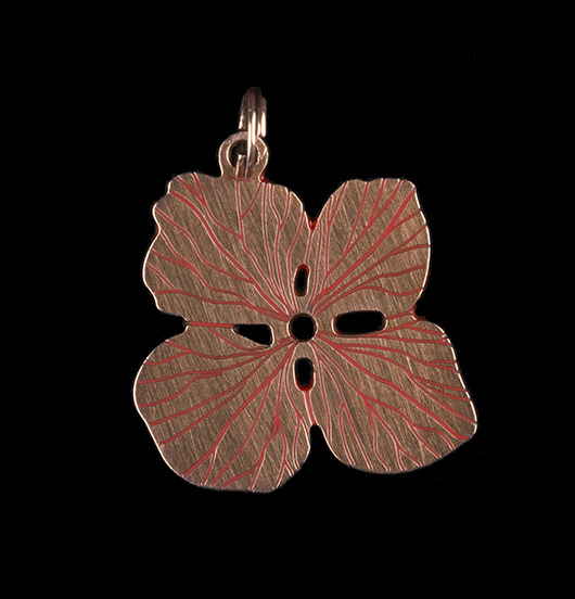 Hydrangea shaped copper charm, gift for mum, gardener, lover of nature.