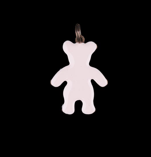 Little bear pendant enamelled in pink copper. Gift for a new birth, baptism, girl, Christmas. Create your own customized jewel with your little bear shaped pendant.