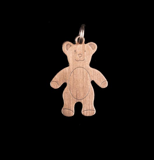 Light blue teddy bear shaped charm in enamelled copper. Gift for a new born, Baptism, baby.