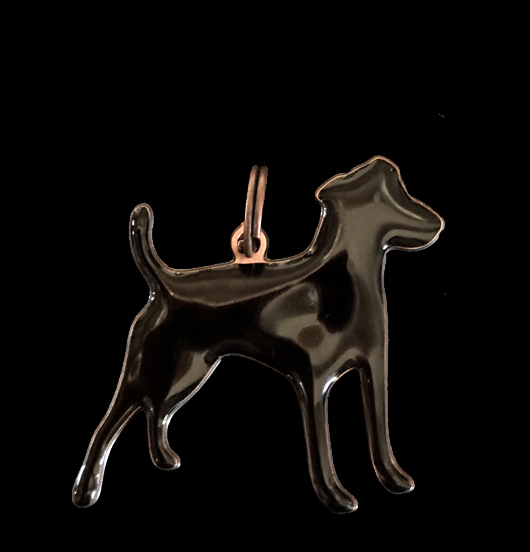 pendant in enamelled copper shaped as a dog, gift for a friend, mum, gardener, friend